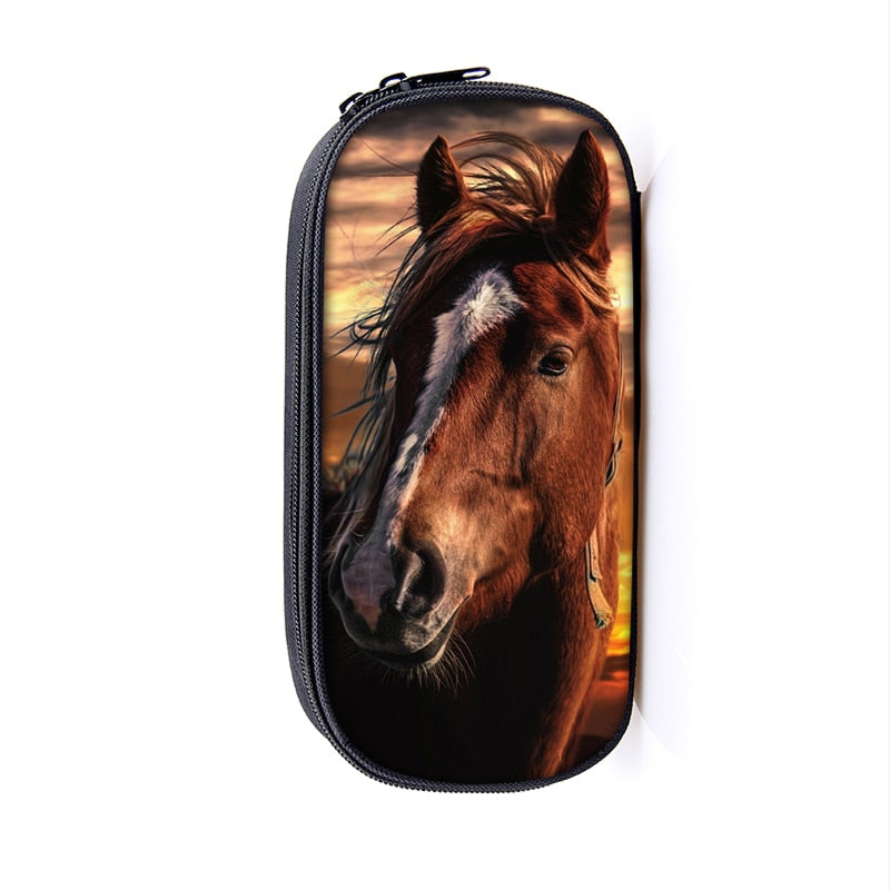 Horse Print Cosmetic Make-up Bag/ Pencil Case