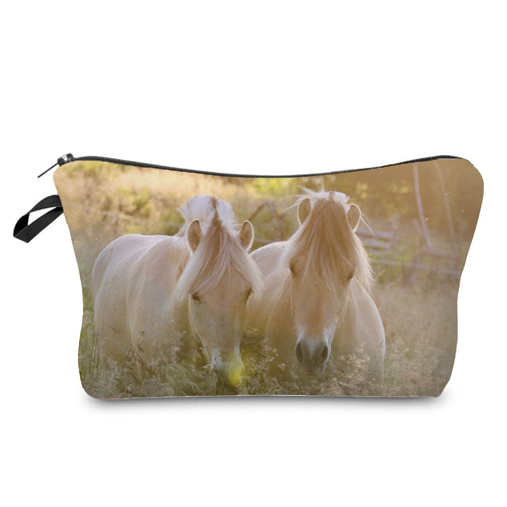 Horse Print Makeup Bag/ Cosmetic Bag/ Pencil Bag