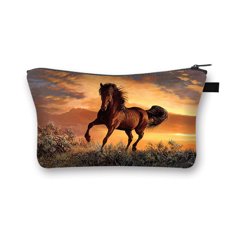 Beautiful Running Horse Print Cosmetic Case Makeup Bags