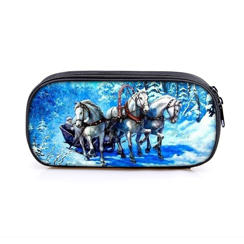 Horse Print Cosmetic Make-up Bag/ Pencil Case