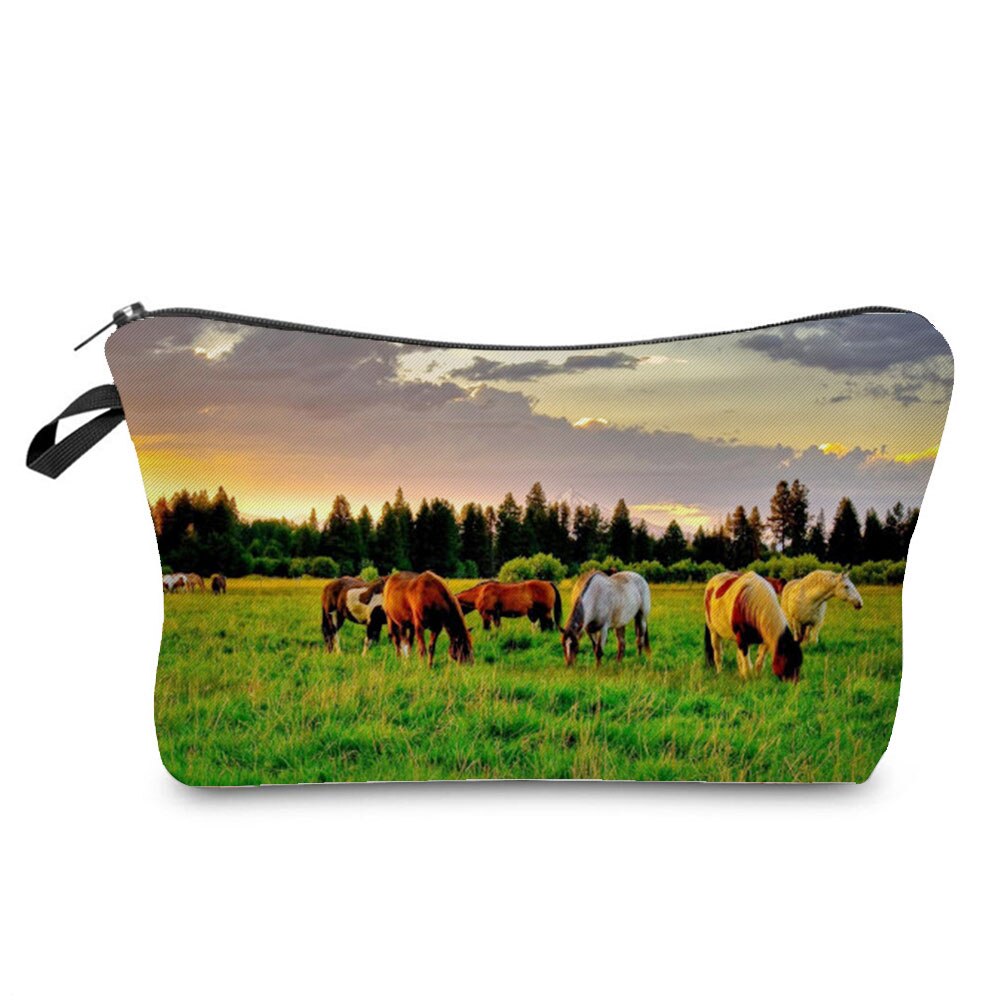 Horse Print Makeup Bag/ Cosmetic Bag/ Pencil Bag