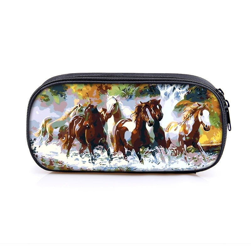 Horse Print Cosmetic Make-up Bag/ Pencil Case