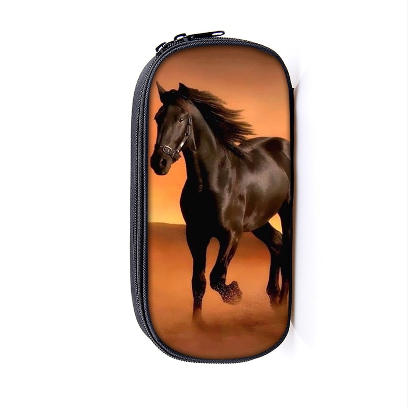 Horse Print Cosmetic Make-up Bag/ Pencil Case