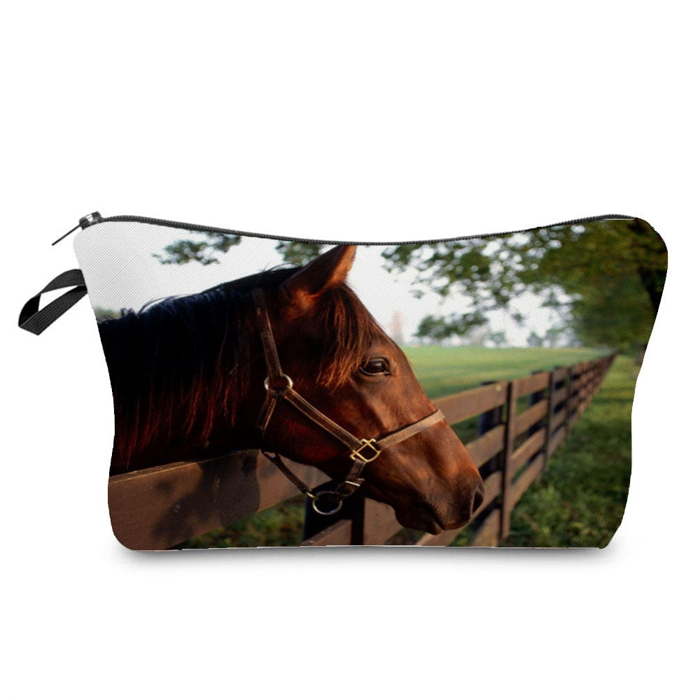 Horse Print Makeup Bag/ Cosmetic Bag/ Pencil Bag