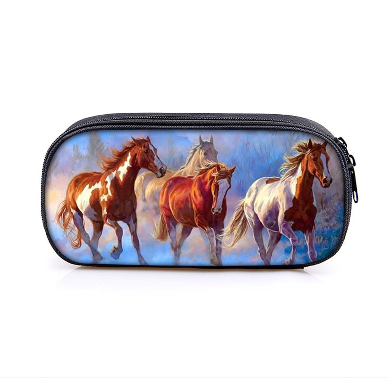 Horse Print Cosmetic Make-up Bag/ Pencil Case