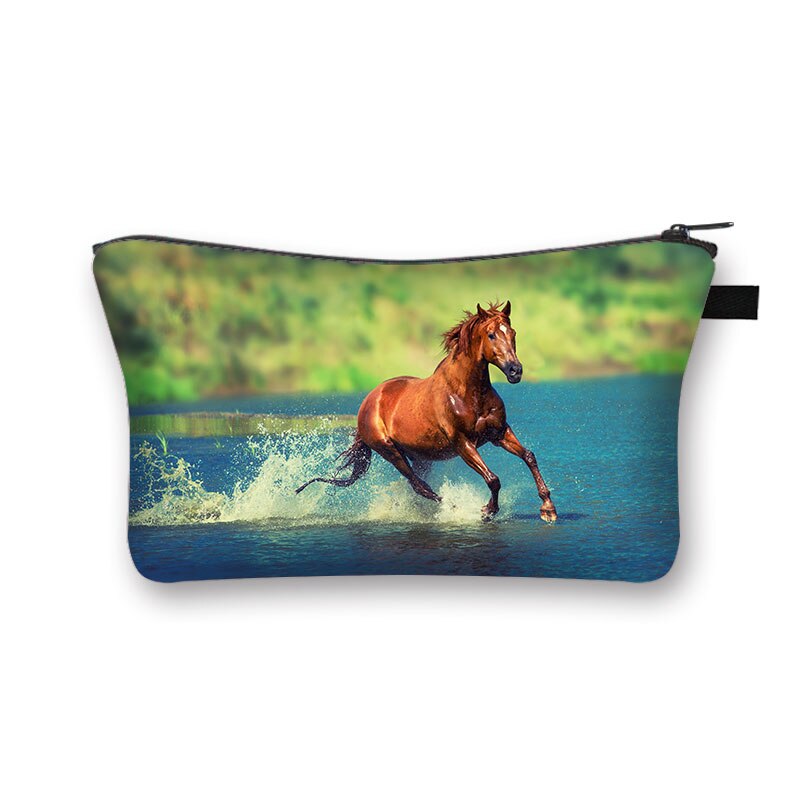 Beautiful Running Horse Print Cosmetic Case Makeup Bags