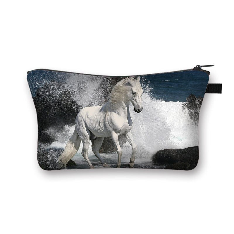 Beautiful Running Horse Print Cosmetic Case Makeup Bags