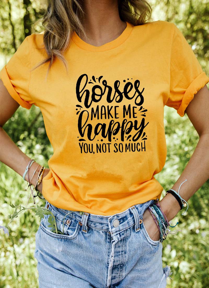 "Horses Make Me Happy" Women's Cotton T-Shirt